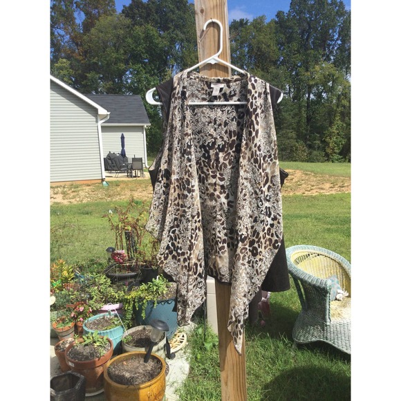 Chico's Jackets & Blazers - Easywear by Chico’s womens open scarf vest size 3 xl 16 faux leather cheetah